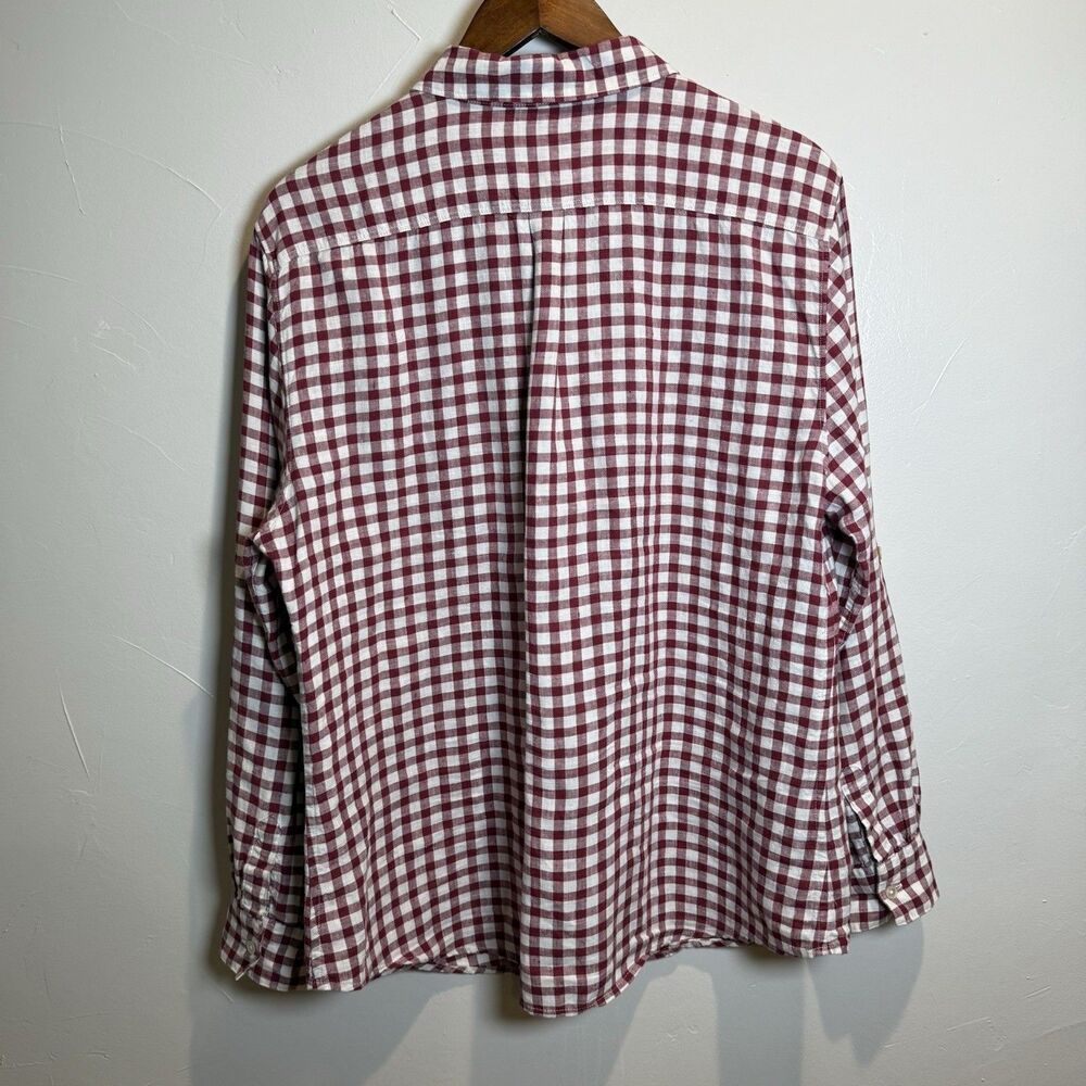 Tommy Bahama Red and White Gingham Linen Long Sleeve Women's Shirt Size XL - Picture 3 of 13